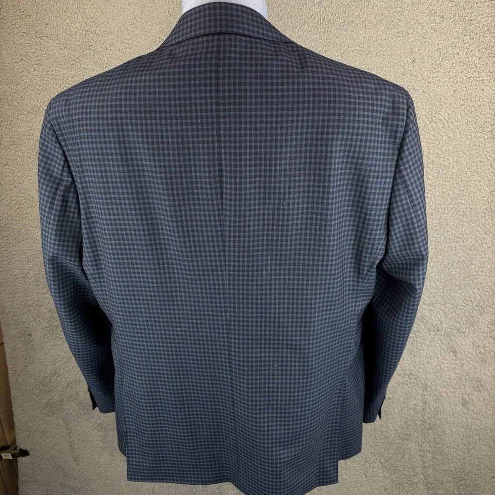 Paul Betenly‎ Sport Coat Jacket 48R Navy Gingham Check Wool Lanificio Filarte
